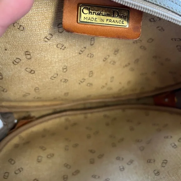 Christian Dior Vintage Canvas Leather Oval Cosmetic Bag - Picture 7 of 8